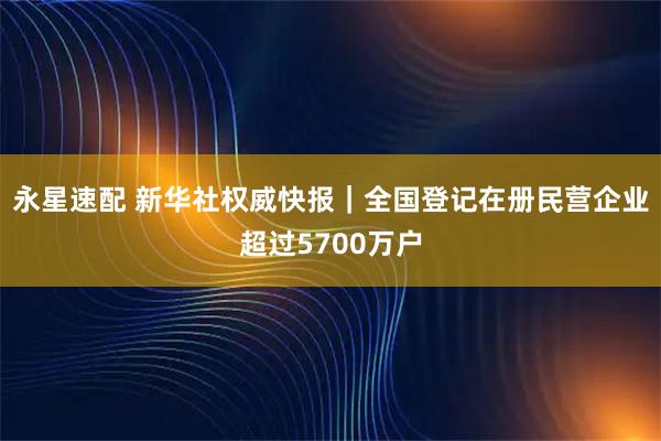 永星速配 新华社权威快报｜全国登记在册民营企业超过5700万户