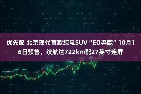 优先配 北京现代首款纯电SUV“EO羿欧”10月16日预售，续航达722km配27英寸连屏